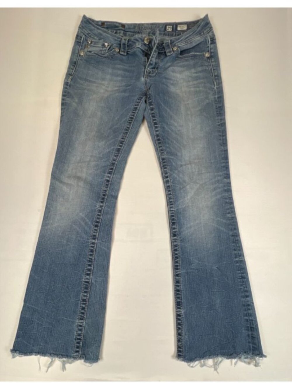 Miss Me Women Jeans 29 Signature Rise Bootcut Blue Denim Embroidered Embellished